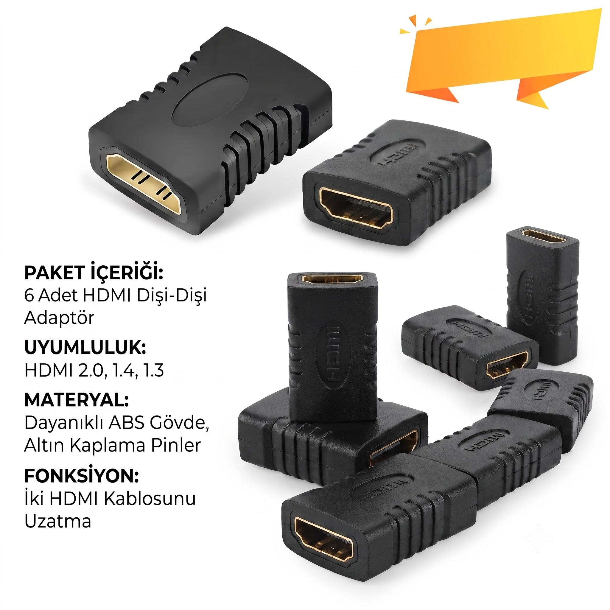 HDMI Dişi Dişi Ara Birleştirme Aparatı 6 Adet