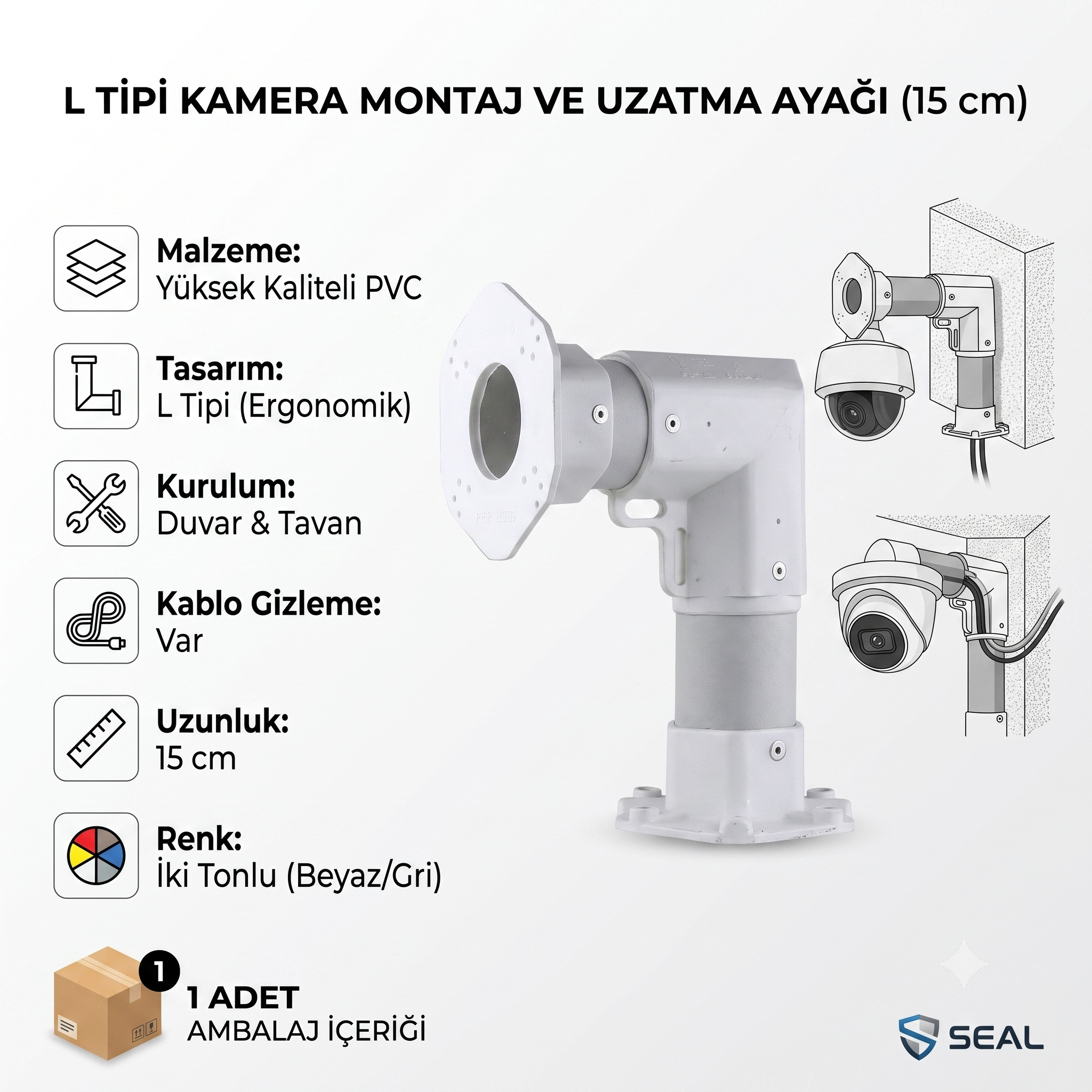 Kamera Plastik PVC Montaj L Tipi Uzatma Ayağı
