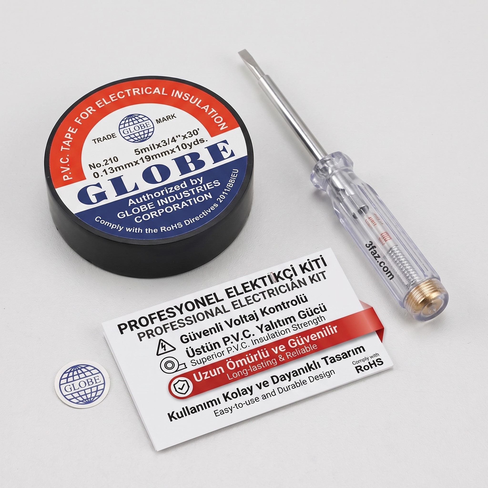 Profesyonel Elektrik Kontrol Kalemi + Globe İzole Bant