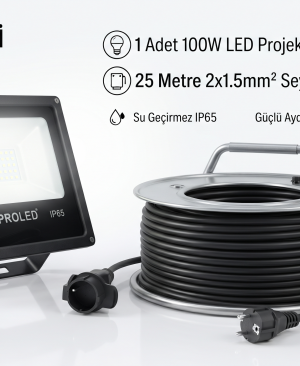 25 Metre 100 Watt Seyyar Led Projektör Aydınlatma