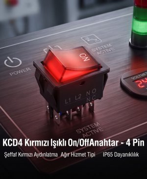 Kc04 16A Kırmızı Işıklı On Off Açma Kapama Anahtarı Butonu