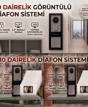 Görüntülü ve Şifreli Diafon Sistemi ( 10 Dairelik)