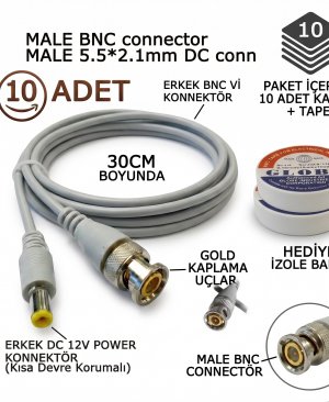 HAZIR BNC KABLO ( ERKEK BNC-ERKEK POWER JACK) 30CM