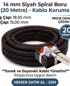 Mutlusan 14 mm Siyah Spiral Boru (20 Metre)