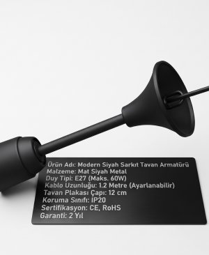 Tij Duy Muhafazalı Porselen Tij Takımı Siyah