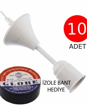10 Adet Tam Set Tij Duy (E27) + 1 Adet Globe Elektrik Bandı Hediye