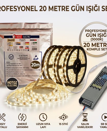 Horoz Electric Profesyonel 20 Metre Gün Işığı (3000K) Komple LED Seti