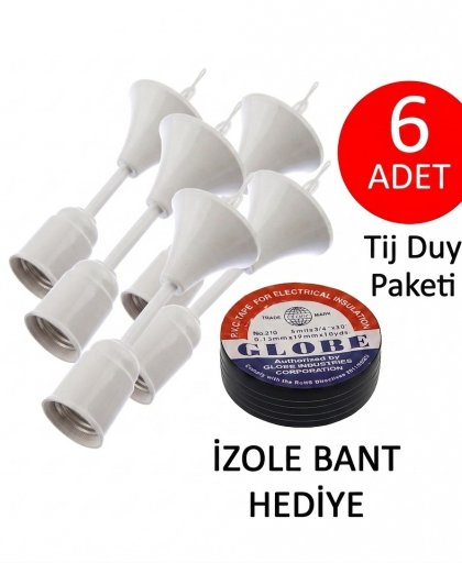 6 Adet Tam Set Tij Duy (E27) + 1 Adet Globe Elektrik Bandı Hediye
