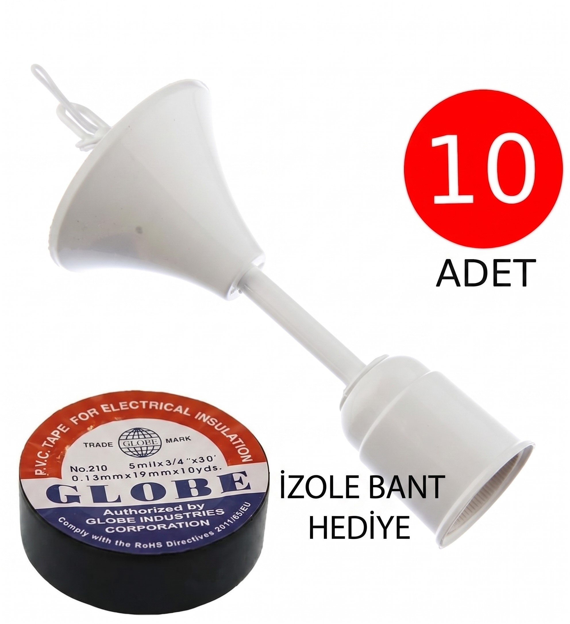 10 Adet Tam Set Tij Duy (E27) + 1 Adet Globe Elektrik Bandı Hediye